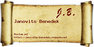 Janovits Benedek névjegykártya
